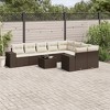 vidaXL 10 Piece Patio Sofa Set with Cushions Brown Poly Rattan - Brown and cream Without table - 2 of 4
