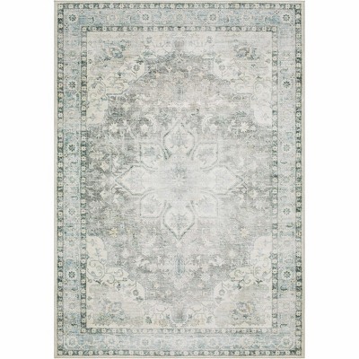 Hauteloom Lotan Green Medallion Washable Area Rug