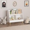 TOAOTBNBO Wooden Open Bookcase with Toy Storage Cabinet, Freestanding Bookshelves with Wood Legs Lower Shelves for Bedroom, White - 4 of 4