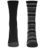 Memoi Women's 2 Pair Pack Multi Stripes Buttersoft Crew Socks Black 9-11 - 2 of 4