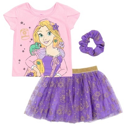 Disney Rapunzel Girls Graphic T-shirt Skirt And Scrunchie 3 Piece Outfit  Set : Target