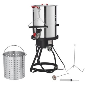 VEVOR Turkey Deep Fryer, 30-qt Turkey Fryer Boiler Steamer Cooker Set, Outdoor Aluminum Seafood Frying Pot, 54,000 BTU Burner Propane Gas Boiler - 1 of 4