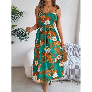 blue dress for baby girl Women's Boho Smocked Maxi Dress main image 0
