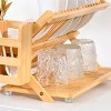 FURNIinspire Kitchen Racks 3 Tier Bamboo Dish Rack, Foldable Wood Dish Drying Rack Kitchen Organizer with Utensil Holder, Brown, 16.1"*9.8"*9.6" - 2 of 4