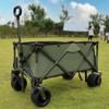 DSVIMOY Collapsible Wagon, Folding Wagon Cart with Big Wheels for Camping, Sports, Garden, Baseball, Green, 37.8"*21.26"*34.45" - 4 of 4