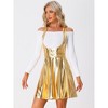 INSPIRE CHIC Women's Metallic Tie Halter Neck High Waist Party A-Line Overalls Dress - 4 of 4