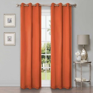 Classic Modern Solid Room Darkening Semi-Blackout Curtains, Grommets, Set of 2 by Blue Nile Mills - 1 of 4