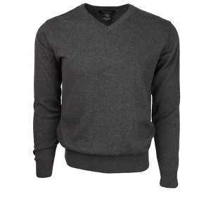 Men's Modern Fit Solid V-neck Cotton Sweater - 1 of 3