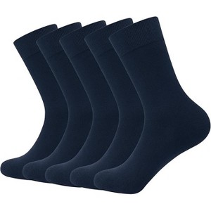 SERISIMPLE Men Bamboo Viscose Thin Ribbed Knit Silky Soft Lightweight Business Dress Crew Socks White Large 5 Pairs - 1 of 4