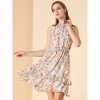 Allegra K Women's Regular Fit Floral A-line Smocked Waist Tiered Ruffled Chiffon Mini Dress - 3 of 4