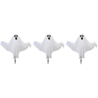 Northlight Lighted Color Changing Ghost Halloween Lawn Stakes - 20" - Multicolor - Set of 3