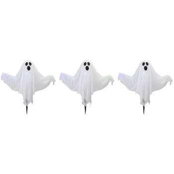 Northlight Set of 3 Lighted White Ghost Halloween Lawn Stakes 20"