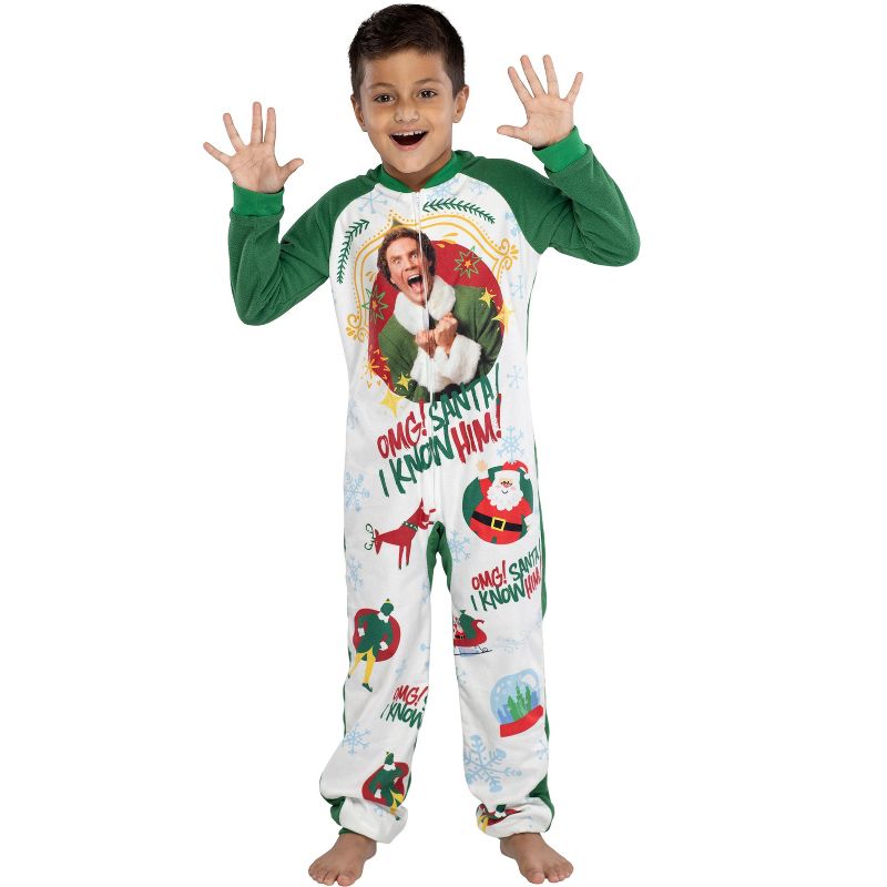 Elf The Movie Kids' OMG Santa! I Know Him! One Piece Sleeper Pajama, 5 of 8
