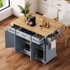 54" Embossed Texture Rolling Large Kitchen Island on 4 Wheels, with Storage, 4 Doors & 3 Drawers, for Kitchen, Dining Room - 3 of 4