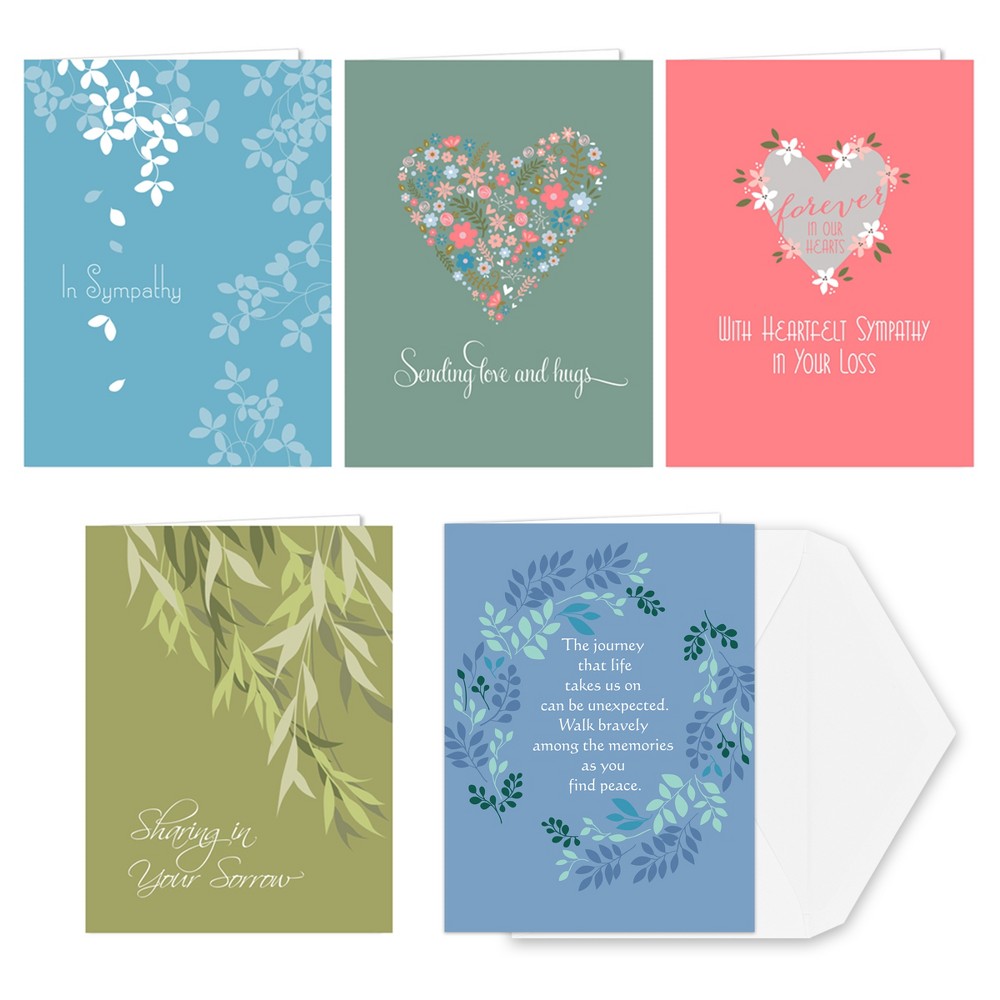 36ct Sincere Sympathy Greeting Cards: Canopy Street Floral Condolences Pack with Envelopes, Botanical Design, Matte Finish