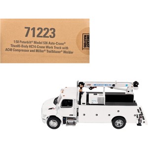 Peterbilt 536 Auto-Crane Titan 85-Body HC14-Crane Work Truck with Miller EnPak White 1/50 Diecast Model by Diecast Masters - 1 of 4