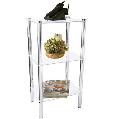 Home Basics 3 Tier Multi Use Rectangle Glass Corner Shelf, Clear