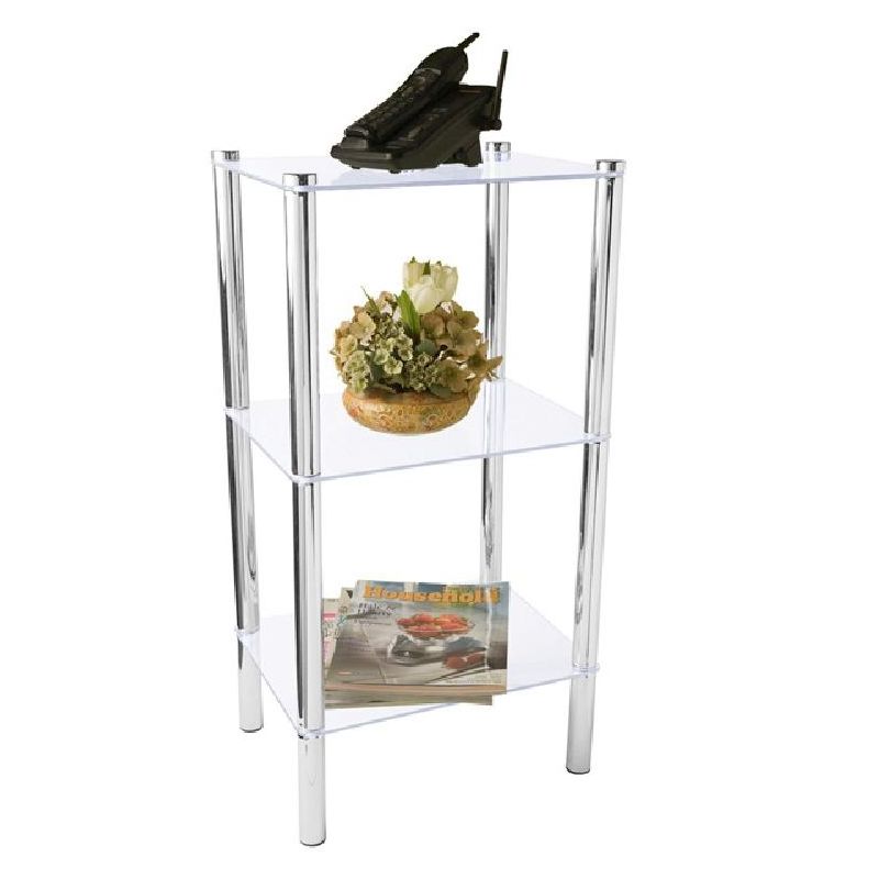 Home Basics 3 Tier Multi Use Rectangle Glass Corner Shelf, Clear, 1 of 6