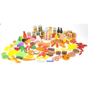 JuzToys 120pcs Deluxe Pretend Play Food Toys for Kitchen – Pretend Food Set Including Fruits, Vegetables, Fast Food, Ice Cream, Beverages - 1 of 4