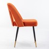 DOMETOUR Modern Velvet Upholstered Dining Chair with Nailheads and Gold Tipped Black Metal Legs Set of 2 - 3 of 4