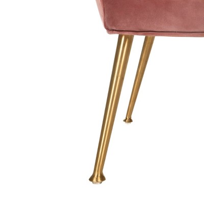 Dusty Rose Velvet Wood Contemporary Accent Arm Chair