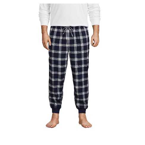 Lands' End Men's Big Flannel Jogger Pajama Pants - 3x Big - Navy/ivory ...