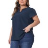 Agnes Orinda Women's Plus Size Casual Summer Dressy Petal Short Sleeve Split Neck Blouses - 2 of 4