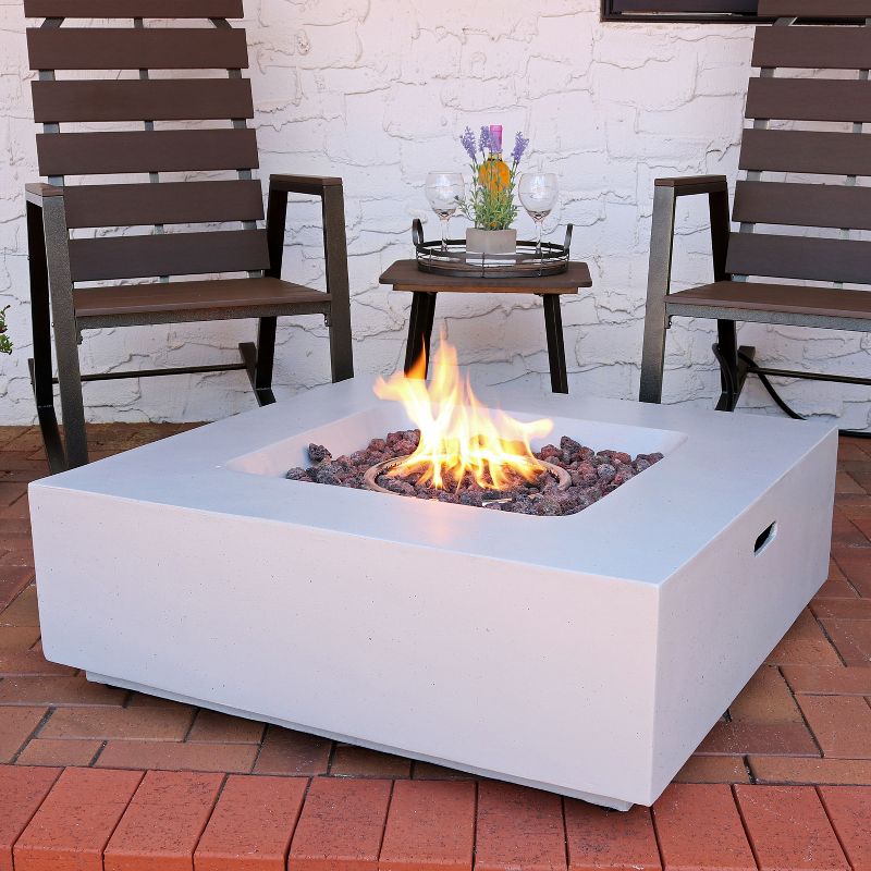 Sunnydaze Contempo Outdoor Propane Gas Fire Pit Bowl with Weather-Resistant Durable Cover and Lava Rocks - 34" Square, 3 of 13