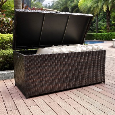 Palm Harbor Luxurious Wicker Outdoor Storage Bin, 190 Gallon, Brown