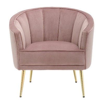 Blush Pink Velvet Barrel Accent Chair with Metal Legs