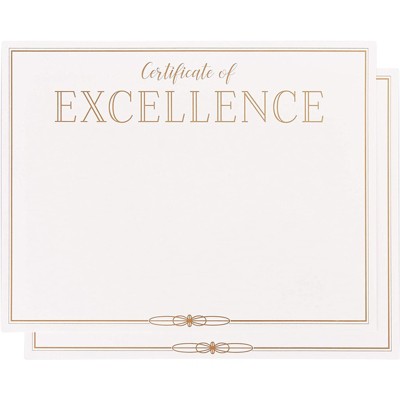 Paper Junkie 48-Pack Gold Foil Certificates of Excellence Award Paper Sheets, A4 Letter Size 8.5 x 11 in