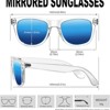 Attop Polarized Sunglasses Retro Square Design Sunglasses UV400 Fashion, Clear Frame, Blue Lenses - 2 of 4