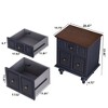 Bella Depot Vintage 2 Drawers Nightstand with Solid Wood Legs, Bedside End Table - Set of 2 - 4 of 4