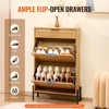 Munora Rattan Shoe Cabinet - 2 Flip Rattan Drawers + 1 Slide Drawer, Metal Legs - Slim Entryway Organizer (Light Wood Color) - 4 of 4