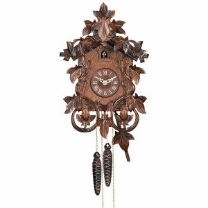 One Day Cuckoo Clock – 14 in – Hand-carved Leaves & Vines, Traditional German Design By River City Clocks - 1 of 3