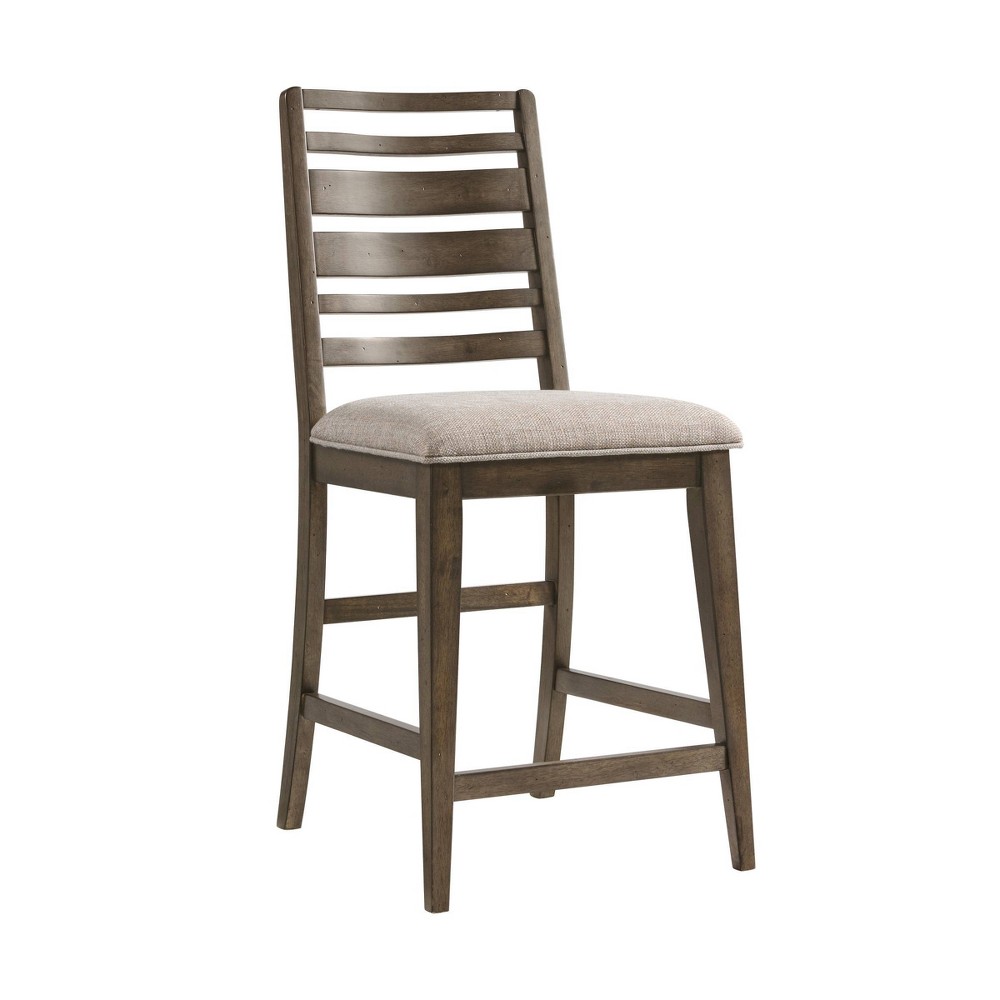 Set of 2 24" Kauai Ladderback Cushion Seat Counter Height Barstools Brushed Mango - Intercon