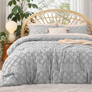 Queen Comforter Set -Bedsure 3Pcs Comforter Bedding Set with Intricate Solid Embroidery - 1 of 4