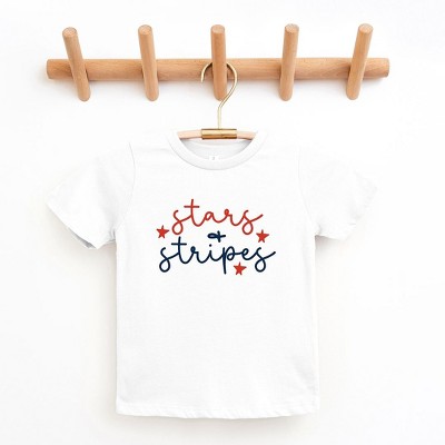 The Juniper Shop Patriotic Stars And Stripes Cursive Toddler Short Sleeve Tee