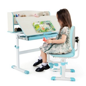 Infans Kids Desk and Chair Set Height Adjustable Children School Study Table & Chair - 1 of 4