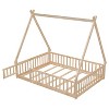 Whisen Full Tent-shaped Floor Bed with Guardrails & Door - 4 of 4