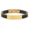 Steeltime Men's 18k gold plated stainless steel our father prayer black rubber bracelet / with simulated leather Lords Prayer Wallet - 4 of 4