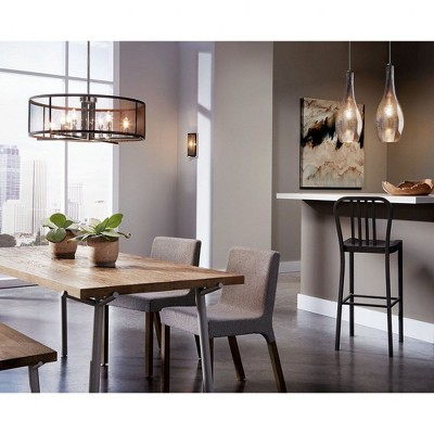 Titus Polished Nickel 8-Light Chandelier with Black Mesh Shade