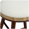 Studio 55D Parker Walnut Metal Bar Stool Brown Gold 26" High Modern White Leather Cushion with Footrest for Kitchen Counter Height Island Home Shed - 3 of 4