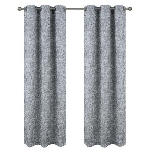 RT Designer Collection Cambridge Jacquard 2 Pack Luxurious Modern Design Curtain Panel 36" x 84" Silver - 1 of 4