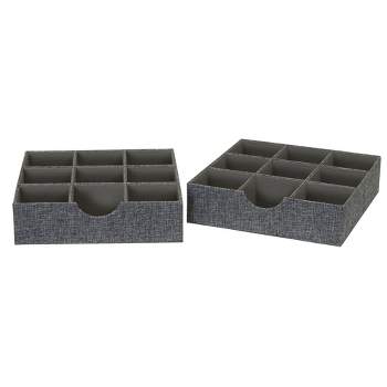 Household Essentials Set Of 2 3-section Drawer Trays Graphite
