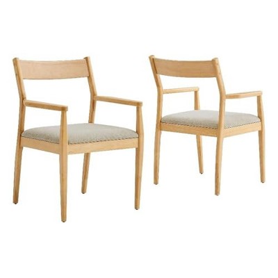Modway  Solara Dining Armchairs Set of 2 in Natural Heathered Weave Beige