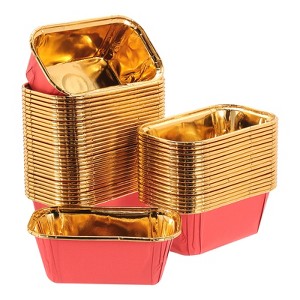 Unique Bargains Greaseproof Single-sided Aluminum Foil Cupcake Liners for Party 50 Pcs - 1 of 4