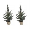 Potted Pine Tree Set – Set of 2, 24"H Artificial Green Plastic Trees in Grey Cement Pot – By Melrose - 3 of 3