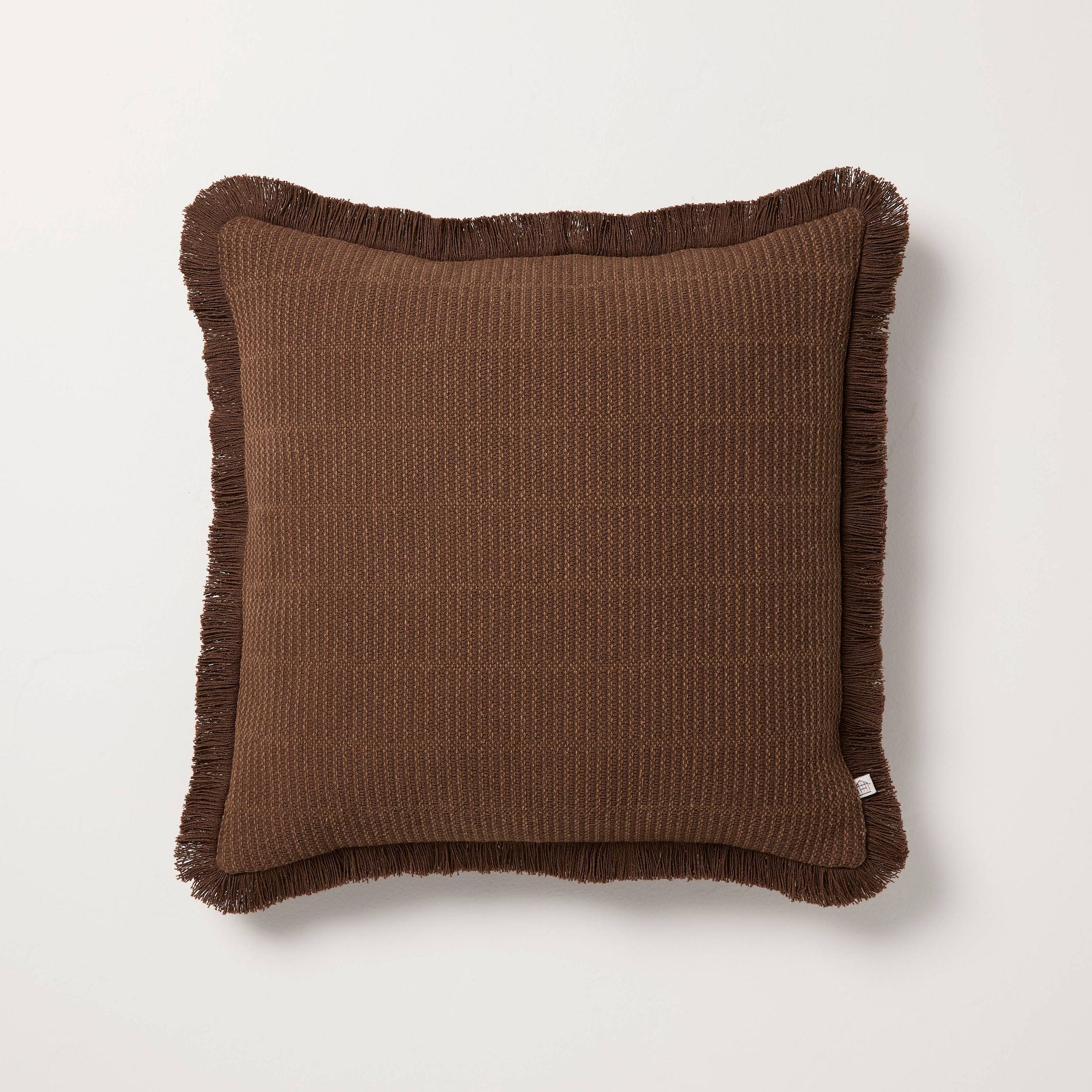 18"x18" Textured Woven Square Toss Pillow Brown/Natural - Hearth & Hand™ with Magnolia