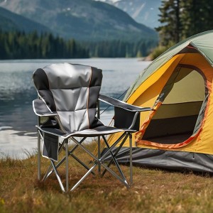 JUJABU Oversized Portable Camping Folding Chair with Cup Holder Storage  and Cooler Bag - 1 of 4